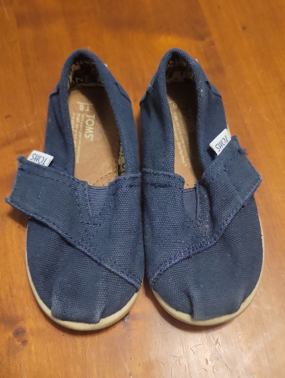 Toms Kids Navy Canvas Slip-On Shoes with Hook Strap
